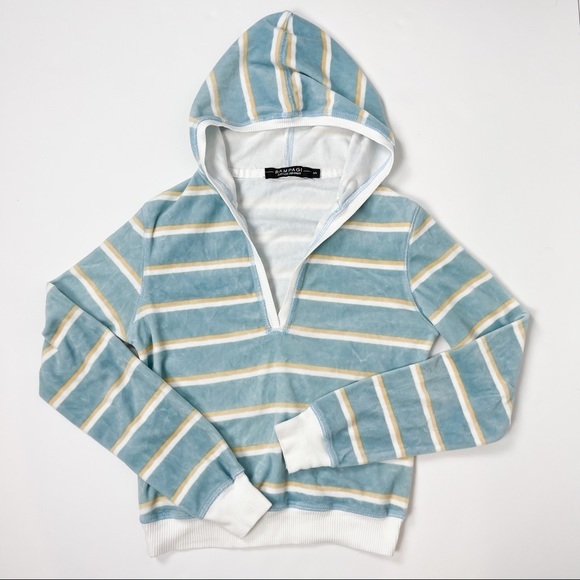 Rampage | Striped Velour Hooded Pullover - Picture 7 of 7